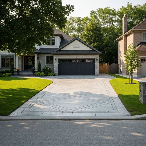 elegant decorative concrete driveway at a suburban Ottawa home elegant decorative concrete driveway at a suburban Ottawa home