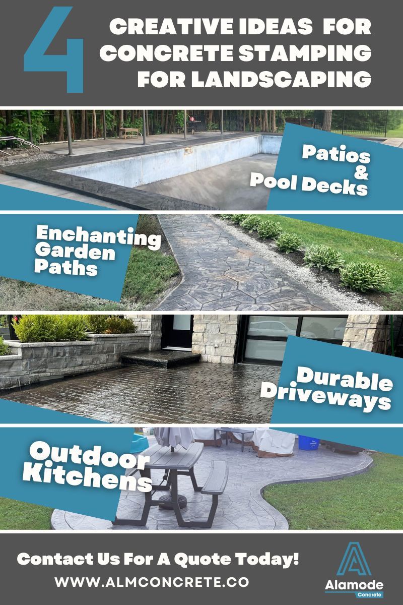 infographic about creative ideas for stamed concrete for landscaping