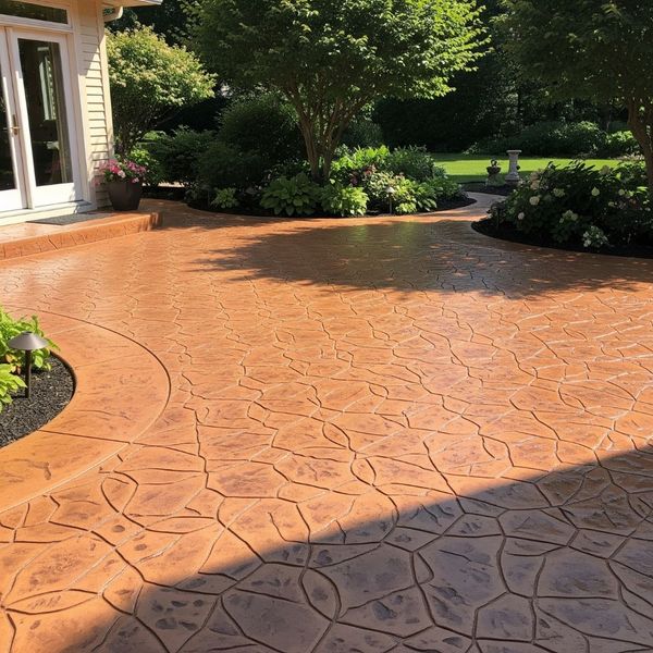 stylish patio with a unique decorative concrete overlay pattern stylish patio with a unique decorative concrete overlay pattern