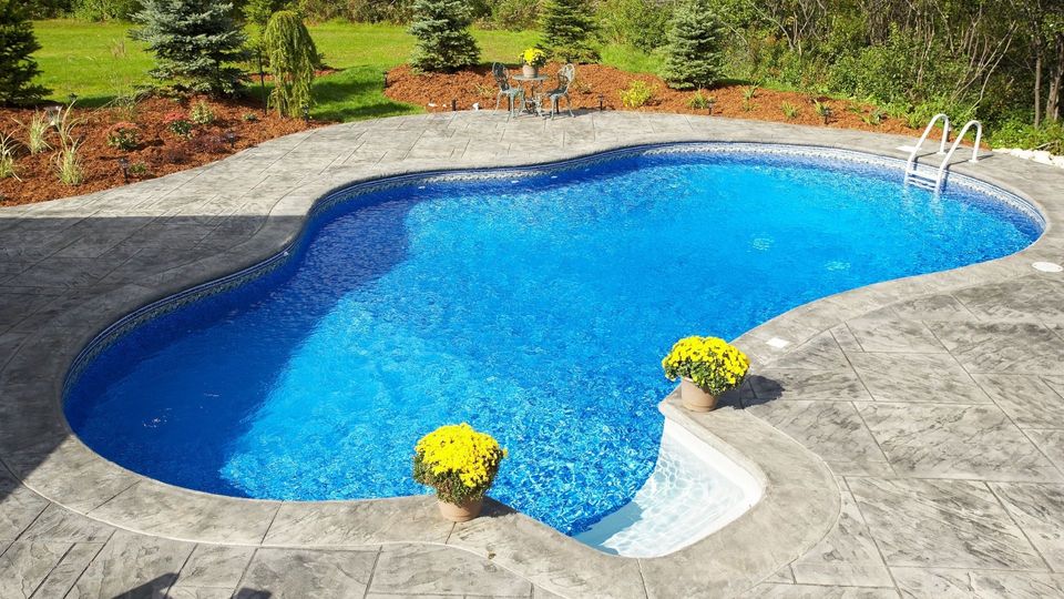 pool with landscaping around the edge