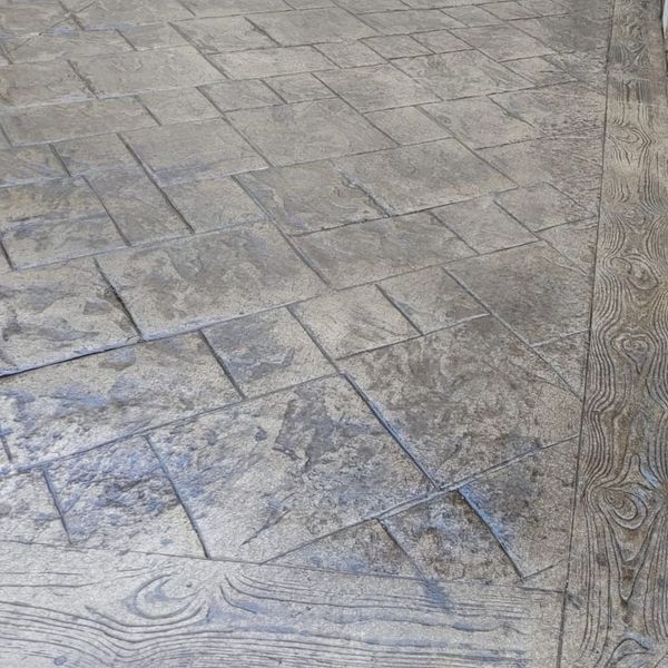 slanted tile stamped concrete