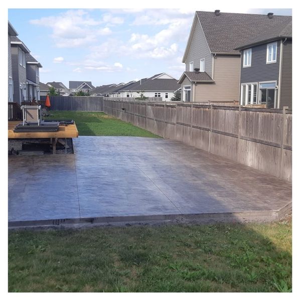 Concrete installed in backyard