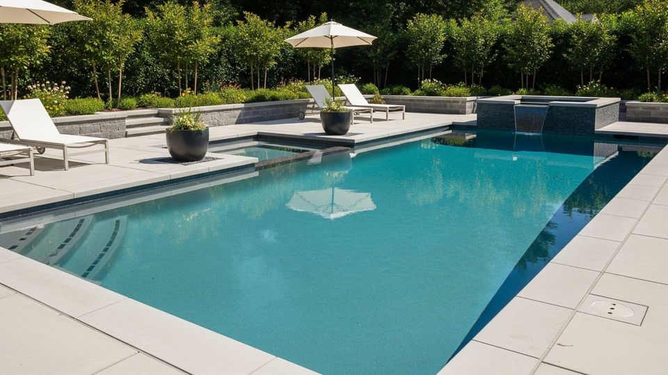 luxurious, modern concrete swimming pool 