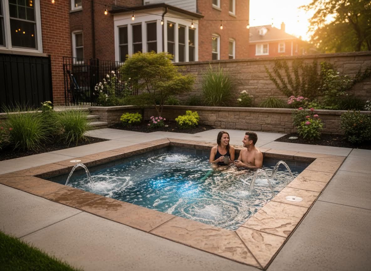 Couple enjoying a luxurious outdoor hot tub