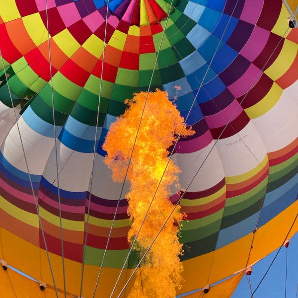 Hot air balloon with fire element turned on