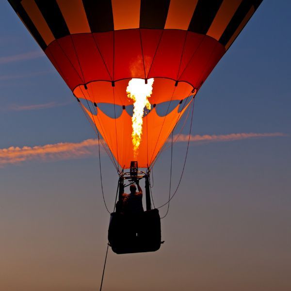 A hot air balloon ride at night