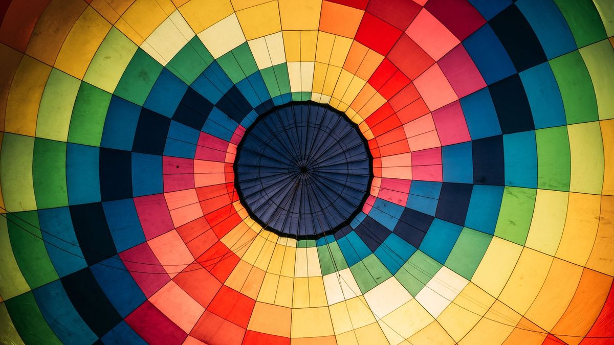 the inside of a rainbow balloon