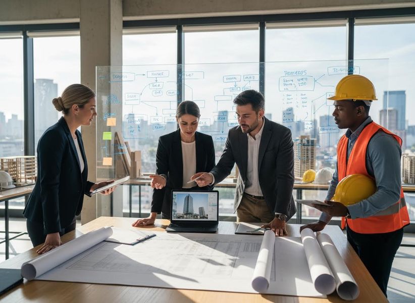 Diverse Team Discussing Construction Project