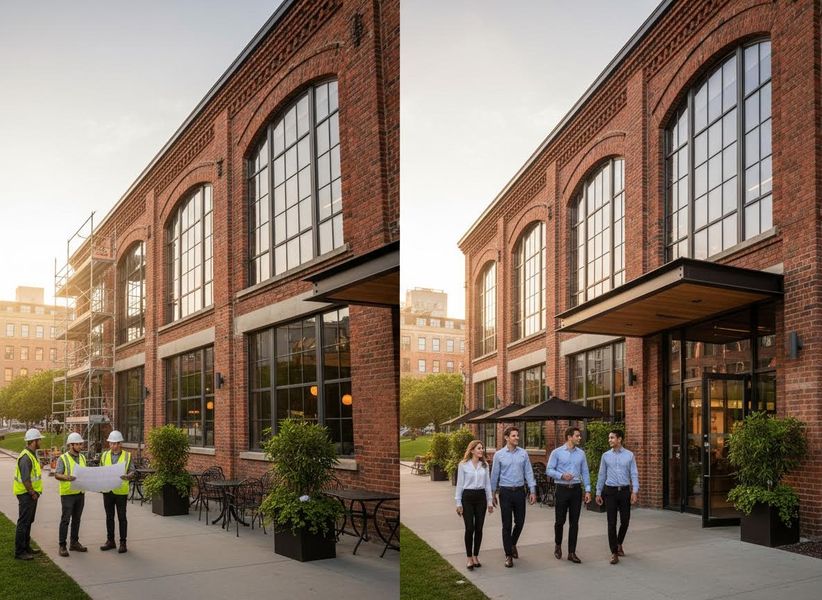 Before and After: Brick Building Renovation