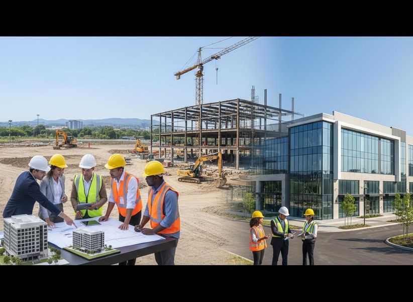 Building Construction Progress from Plan to Completion