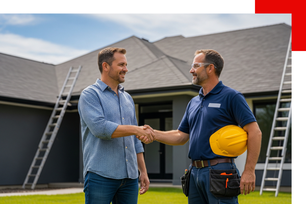 contractor shaking hands with homeowner
