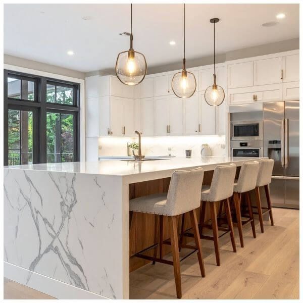 kitchen with large marble countertops