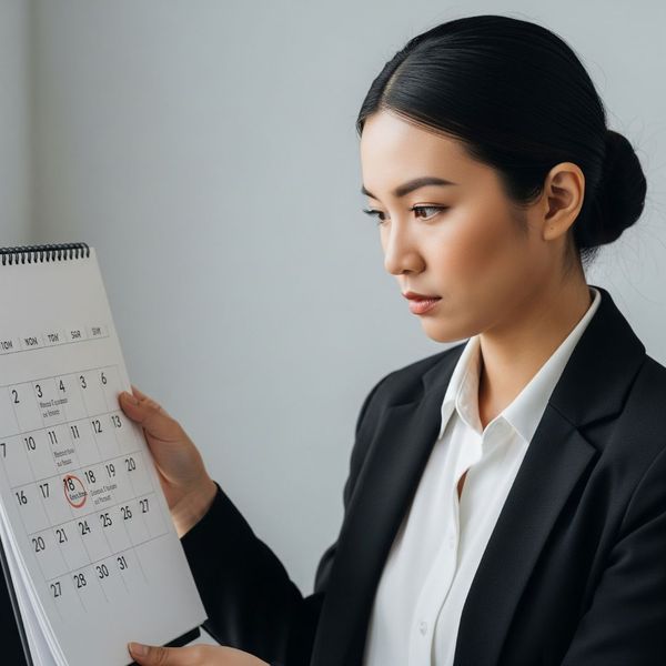 A person looking at a calendar, representing the progression of time in a legal process. A person looking at a calendar, representing the progression of time in a legal process.