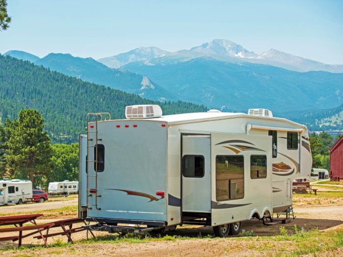 RV parked at campsite