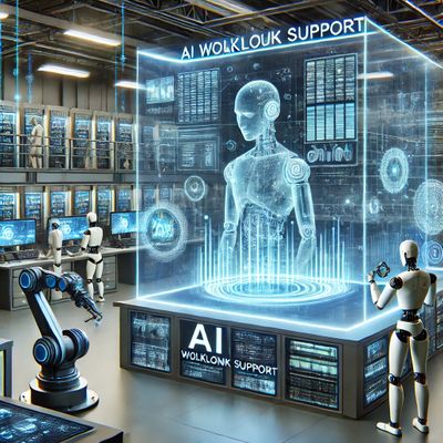 DALL·E 2024-10-11 03.22.08 - A futuristic scene representing Symprise.data's 'AI Workload Support.' The image shows a sleek digital environment where AI systems are seamlessly int.jpg