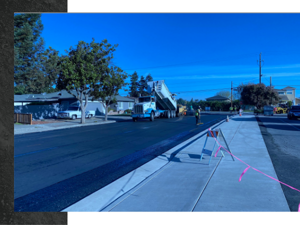 Laying new pavement down on a road