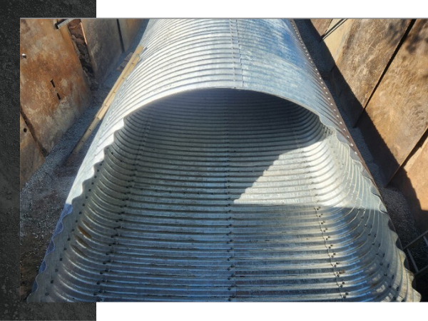 Empty metal sewer piping