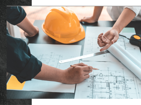 Team of an engineer and a construction manager