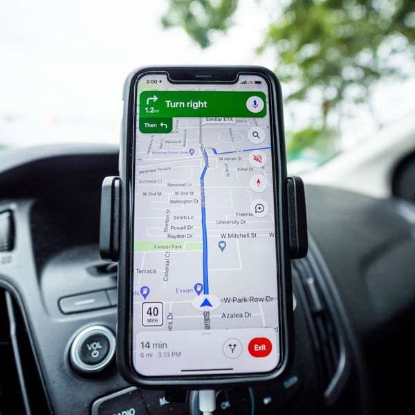 Driving navigation on a phone. Driving navigation on a phone.