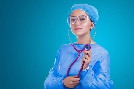 Image of a healthcare worker holding a stethoscope