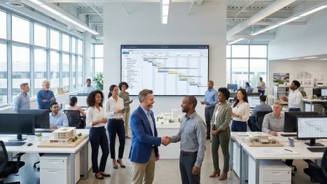 bustling, modern engineering office bustling, modern engineering office