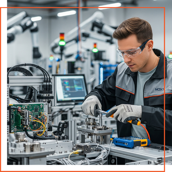 A skilled tradesperson in a high-tech environment working with precision on complex machinery, representing KCM Tech's expertise in sourcing specialized talent. A skilled tradesperson in a high-tech environment working with precision on complex machinery, representing KCM Tech's expertise in sourcing specialized talent.