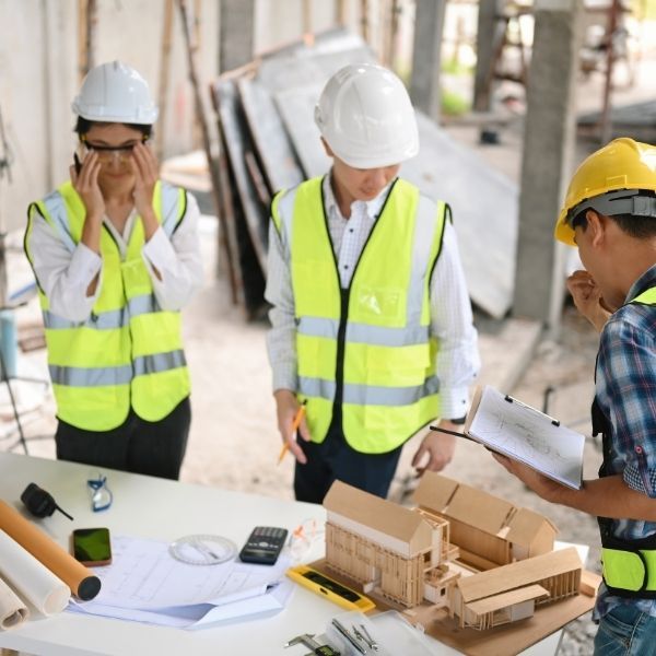 project manager on site at construction job 