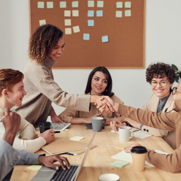 employees working at table