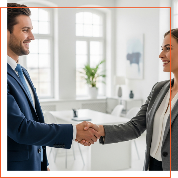 Two professionals shake hands in a modern office, symbolizing a successful partnership with KCM Tech to secure a future-proof workforce. Two professionals shake hands in a modern office, symbolizing a successful partnership with KCM Tech to secure a future-proof workforce.