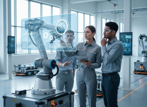Engineers collaborating on AI-powered robotics