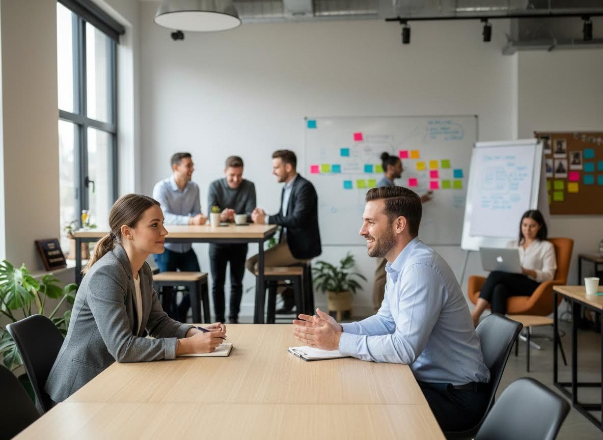 Business Professionals in Open Office Meeting