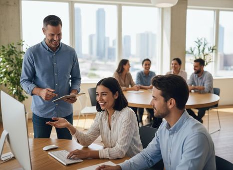 Diverse Business Team Collaborating in a Modern Office