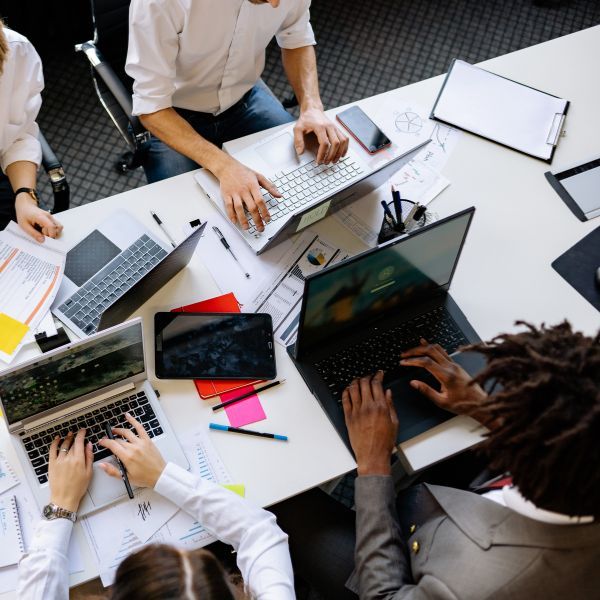 employees on computers