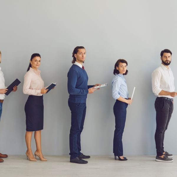 job applicants standing in line