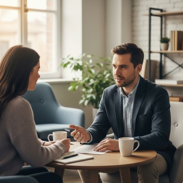 Two people having a performance review 