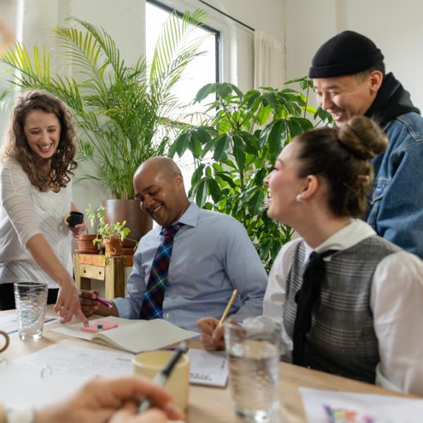 employees at a meeting