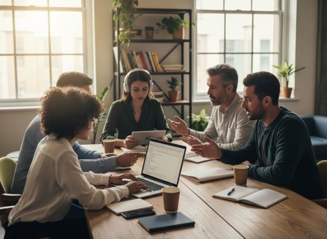 Diverse Team Collaborating in Office