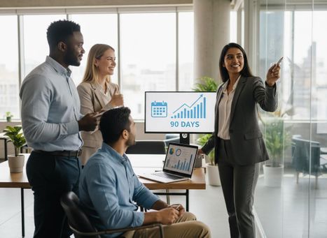 Diverse Business Team Discussing 90-Day Growth Plan