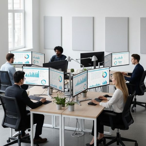 Team working in a shared space