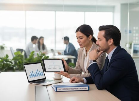 Business professionals analyzing data