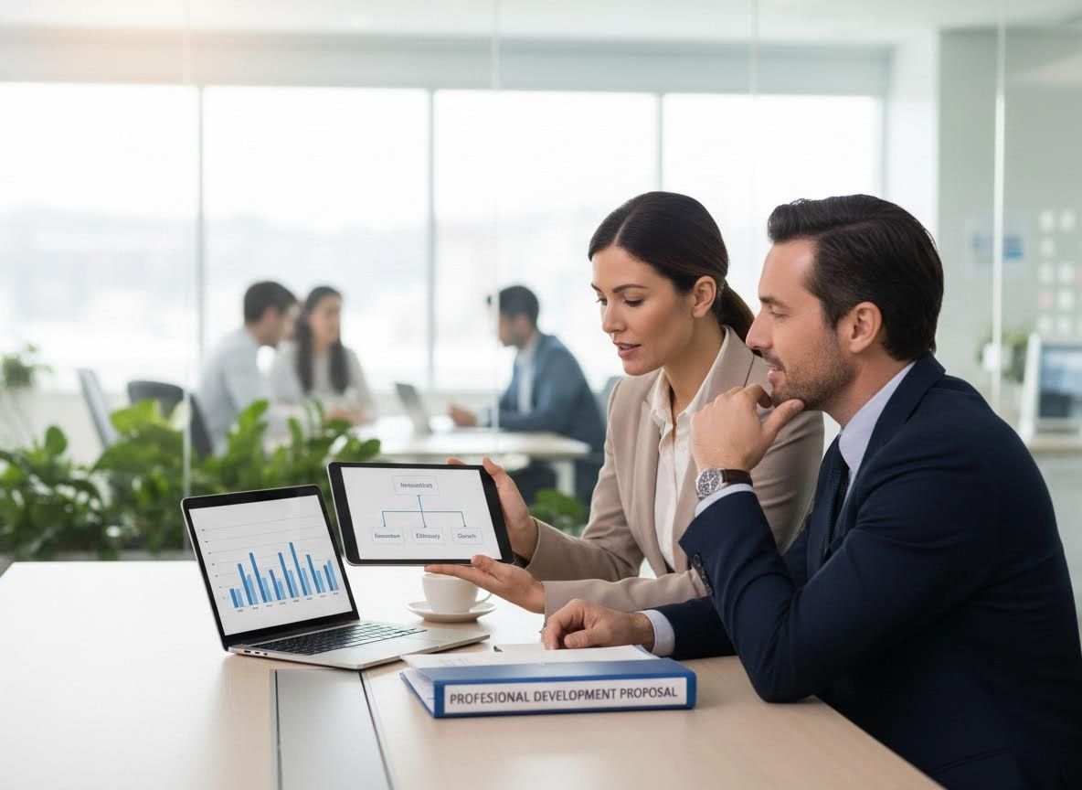 Business professionals analyzing data