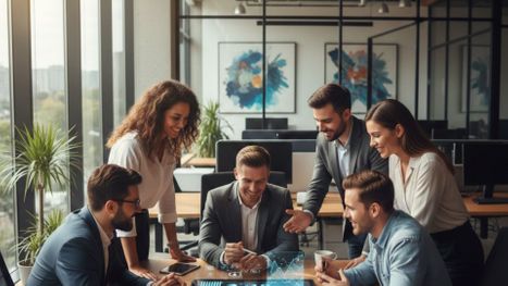 Team looking at a tablet Team looking at a tablet