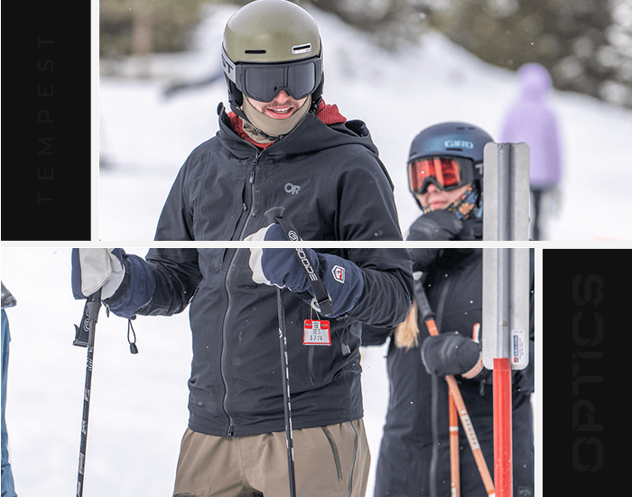 skier wearing tempest optics goggles