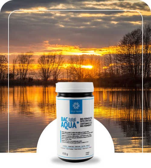 Bac-Aqua product bottle with a pond in the background