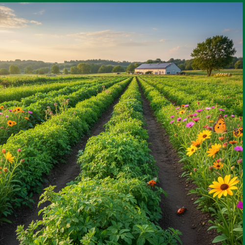 A healthy biodiverse field of crops