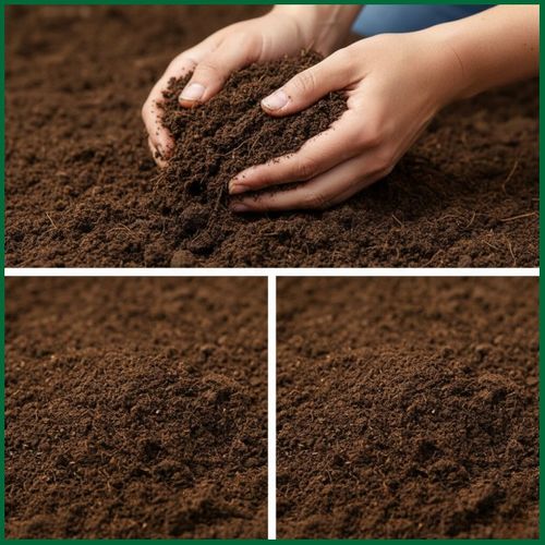 A person's hands cup and sift rich, dark soil, demonstrating good soil structure.