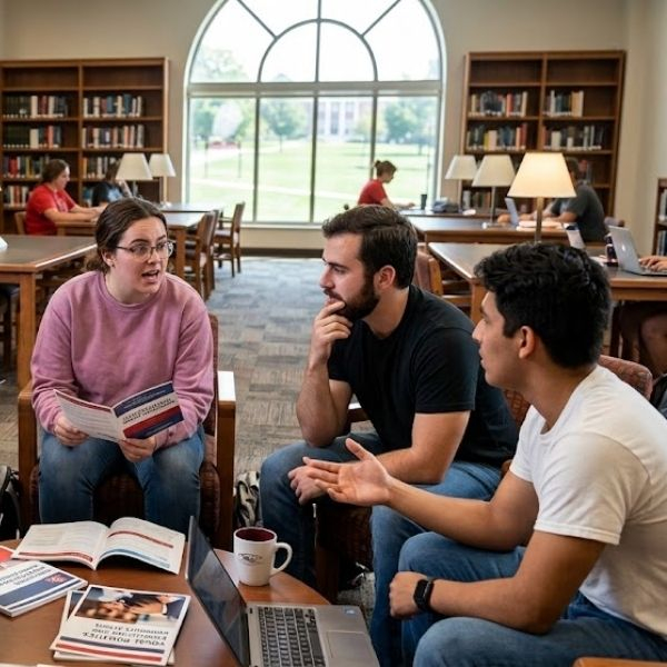 college kids discussing election