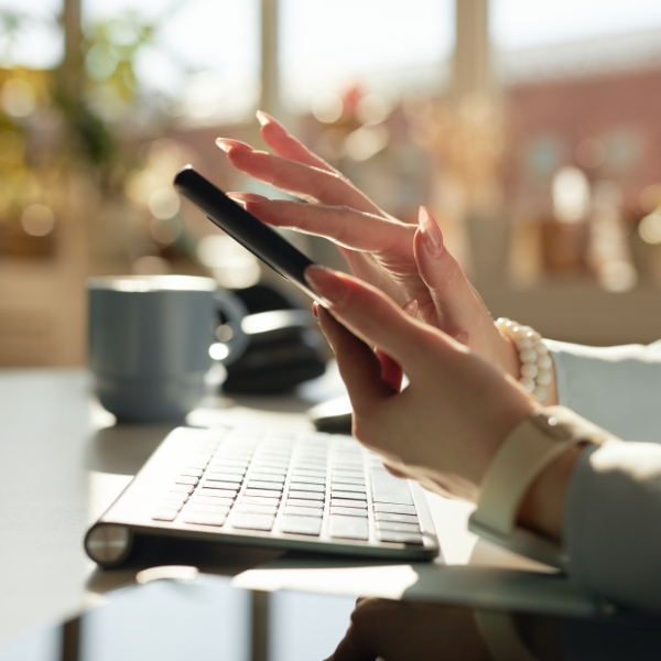image of a woman using a social media app