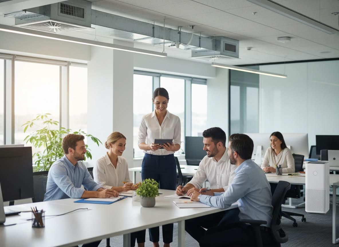 Office Meeting with Air Purifier