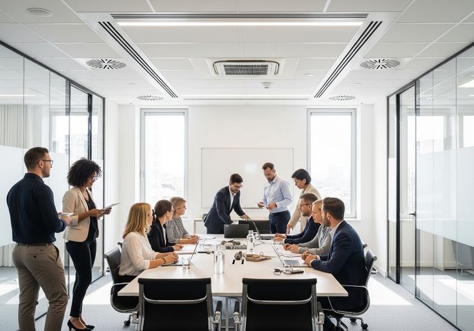 Modern Business Meeting in a Bright Conference Room